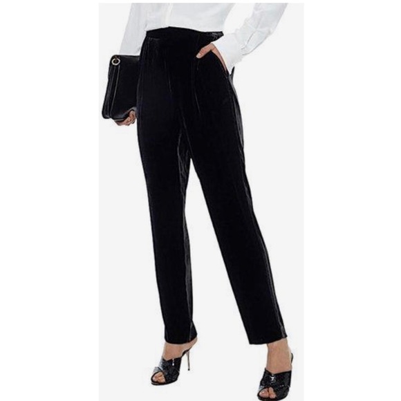 Vince Silk Velvet Viscose Elastic Waist Pull On Relaxed Straight Leg Black Pants - Picture 1 of 12